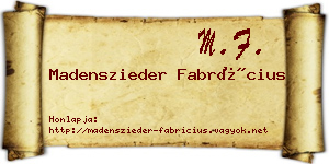 Madenszieder Fabrícius névjegykártya